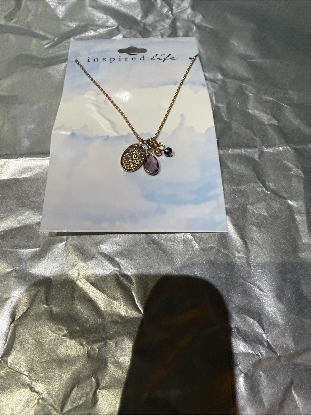 NWT Inspired Life Gold-Tone Purple Teardrop Charm Necklace